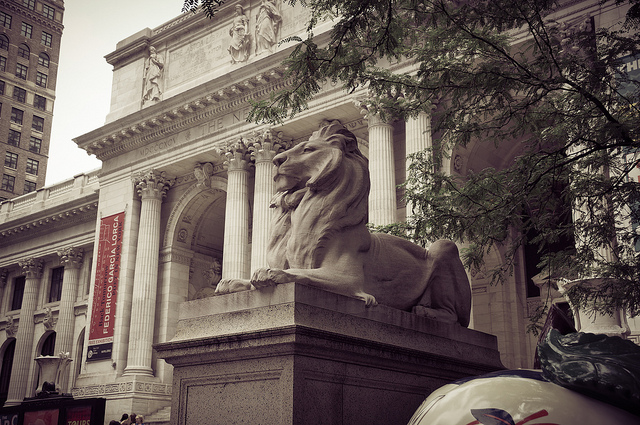 Lion statue outside the New York Public Library