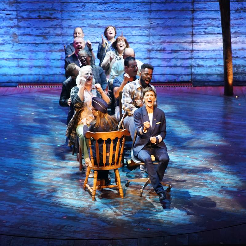 Cast Members on the Broadway stage performing the critically acclaimed show, Come From Away