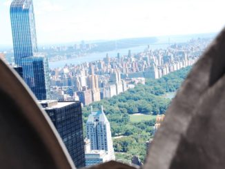 Great view of Central Park and the Brooklyn Bridge in the distance from the Top of the Rock at the Rockefeller Center