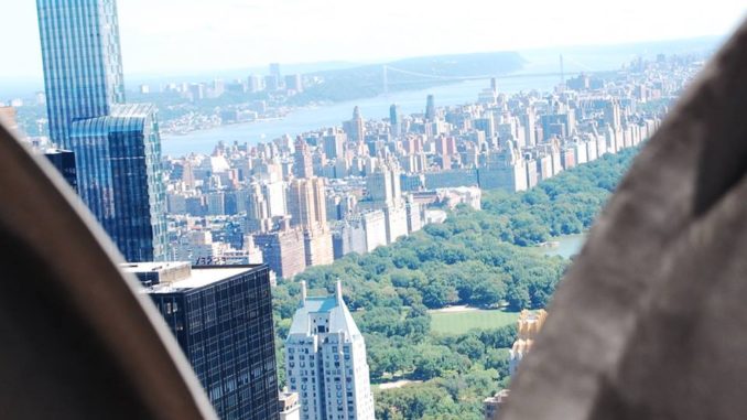 Great view of Central Park and the Brooklyn Bridge in the distance from the Top of the Rock at the Rockefeller Center