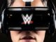 Man wearing a WWE virtual reality headset at VR World NYC.
