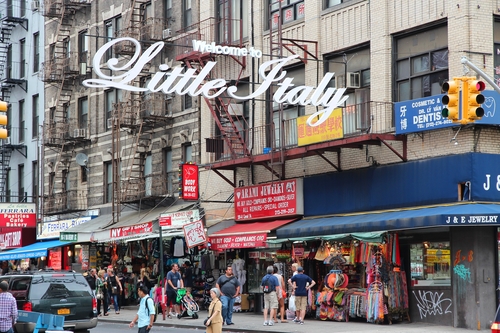 People visit Little Italy in New York