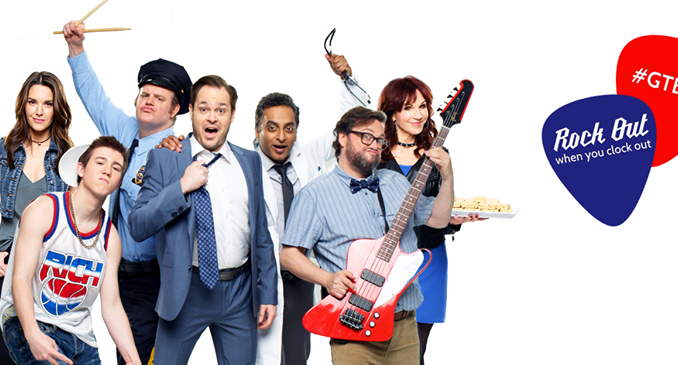 Poster for Gettin' the Band Back Together, featuring cast posing for camera with instruments