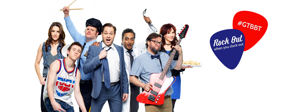 Poster for Gettin' the Band Back Together, featuring cast posing for camera with instruments