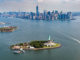 Womderful views of Manhattan across the Hudson River from a helicopter in New York