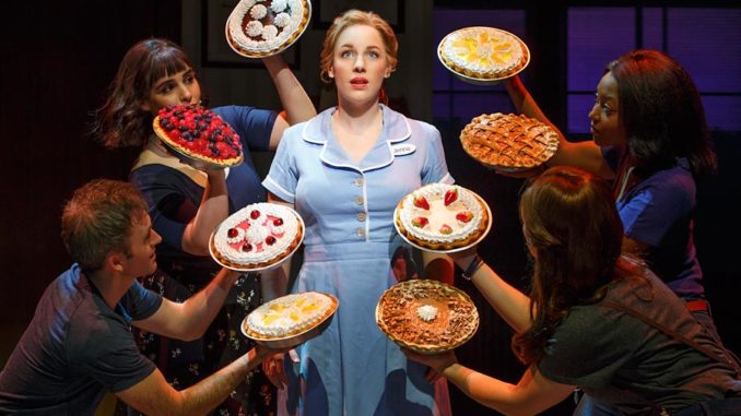 Jenna in Broadway’s Waitress The Musical showing off the pies she has just baked.