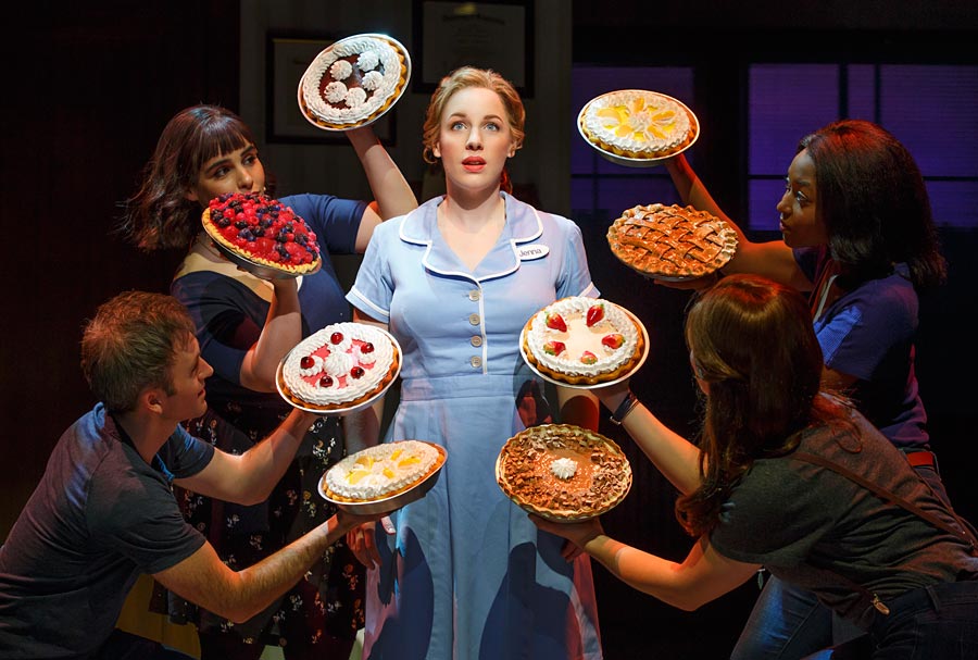 Jenna in Broadway’s Waitress The Musical showing off the pies she has just baked.