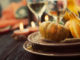 Autumn table setting with pumpkins. Thanksgiving dinner and autumn decoration.