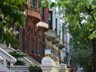 Brownstones on a neighborhood street in New York City