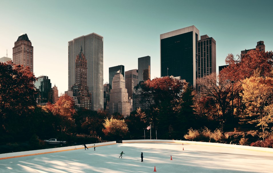 Overhead view of Central Park's ice rink