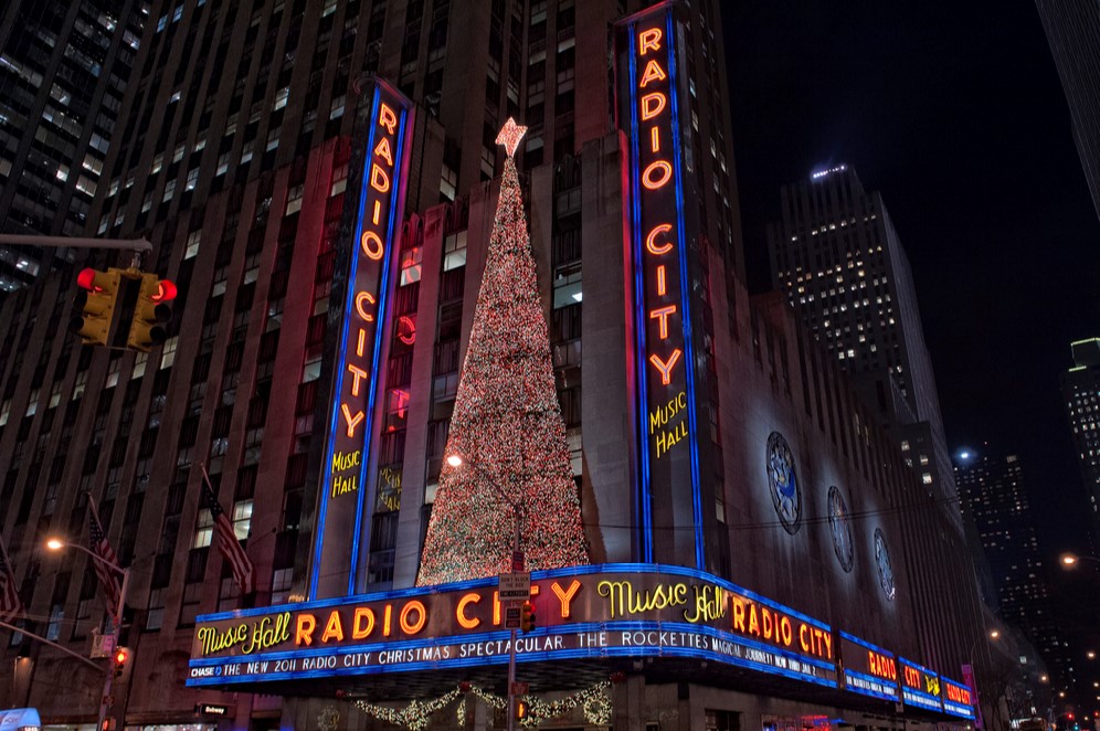 Outside view of Radio City in New York in November