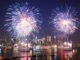 New York City firework show from the Hudson River in Manhattan