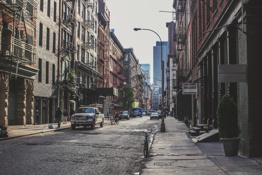 Cars in the road in Soho NYC