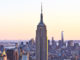 Cityscape view of Manhattan with Empire State Building, New York City, USA at sunset