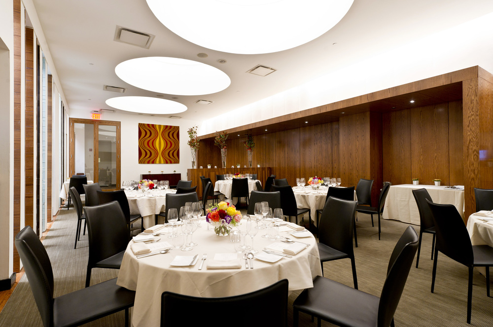 The fancy interior at Aquavit New York Restaurant