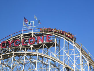 Historical landmark Cyclone roller coaster in Coney Island New York