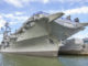 Exterior view of the massive USS Intrepid, New York