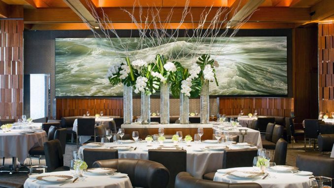 A close look at the upscale and trendy interior of Le Bernardin Restaurant New York