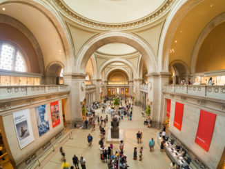 Visitors at the lobby of the Metropolitan Museum of Art in Manhattan