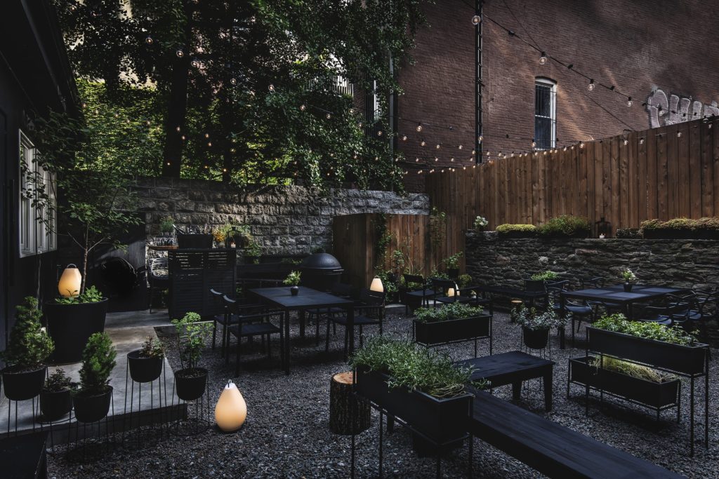 outside seating area at the Aska Restaurant, Brooklyn