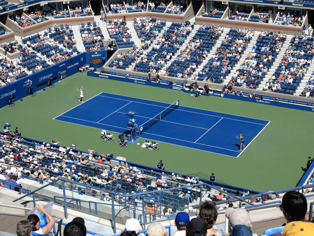 An overhead shot of thetennis US Open at Flushing Meadows in Queens, New York - New York in August 2019
