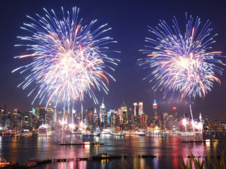 A fire work display to celebrate USA's independance on 4th July New york in july