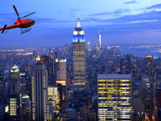 View of a helicopter tour flying over New York City - unique things to do in NYC