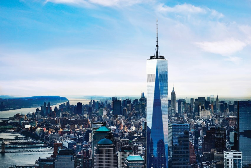 The One World observatory stands high above the city of New York