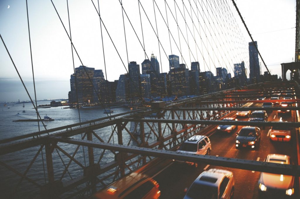 Care drive underneath Brooklyn Bridge